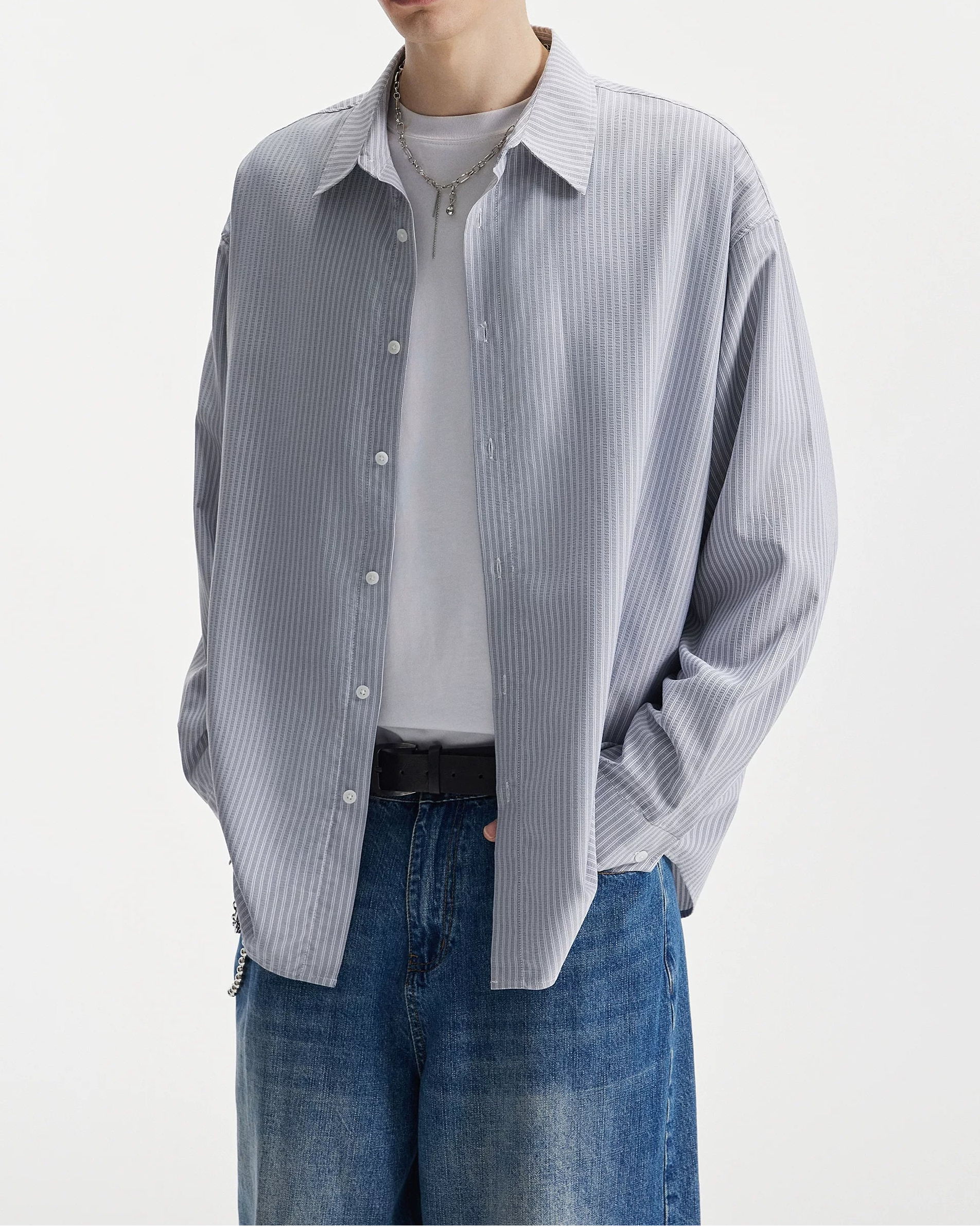 ミニマルストライプ ルーズシャツ