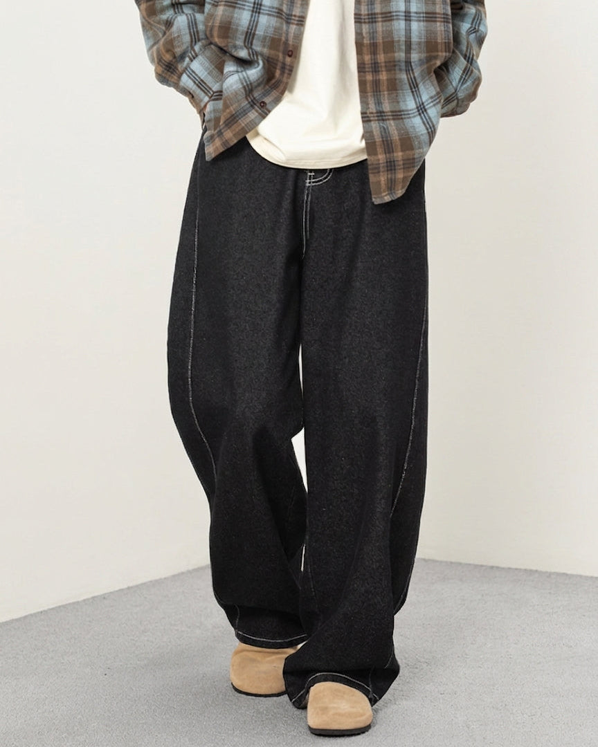 エフォートレスドレープワイドレッグデニム